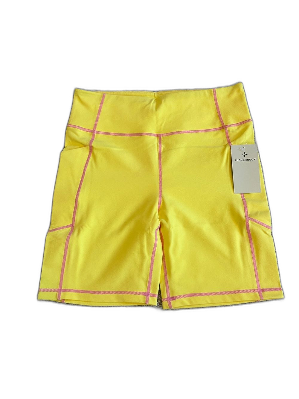 Tuckernuck TNUCK Sport Ava Yellow Pink Compression Bike Shorts M NWT